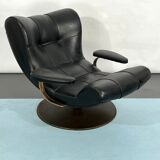 Vintage Italian black swivel armchair from 60s