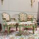 3 fauteuils en bois laqué de style Louis XV, XIXème siècle