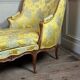 Duchess in Boat, Chaise Longue, Louis XV, Yellow Silk, 18th Century
