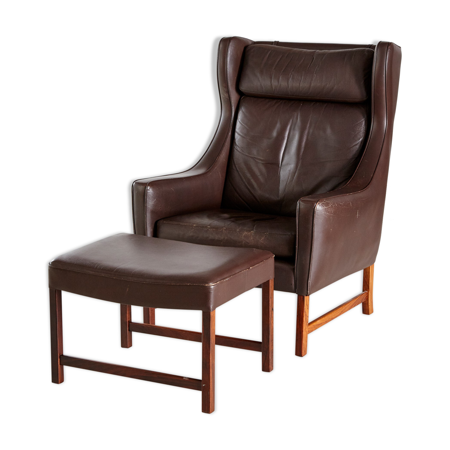 Fredrik kayser 965h leather reading armchair with ottoman