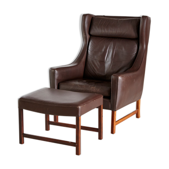 Fredrik kayser 965h leather reading armchair with ottoman