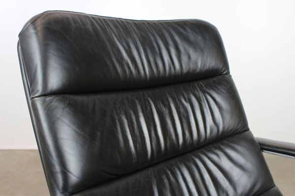 Black leather F141 armchair by Geoffrey Harcourt for Artifort, 1970s
