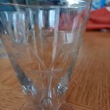 6 Port glasses, engraved crystal, art deco