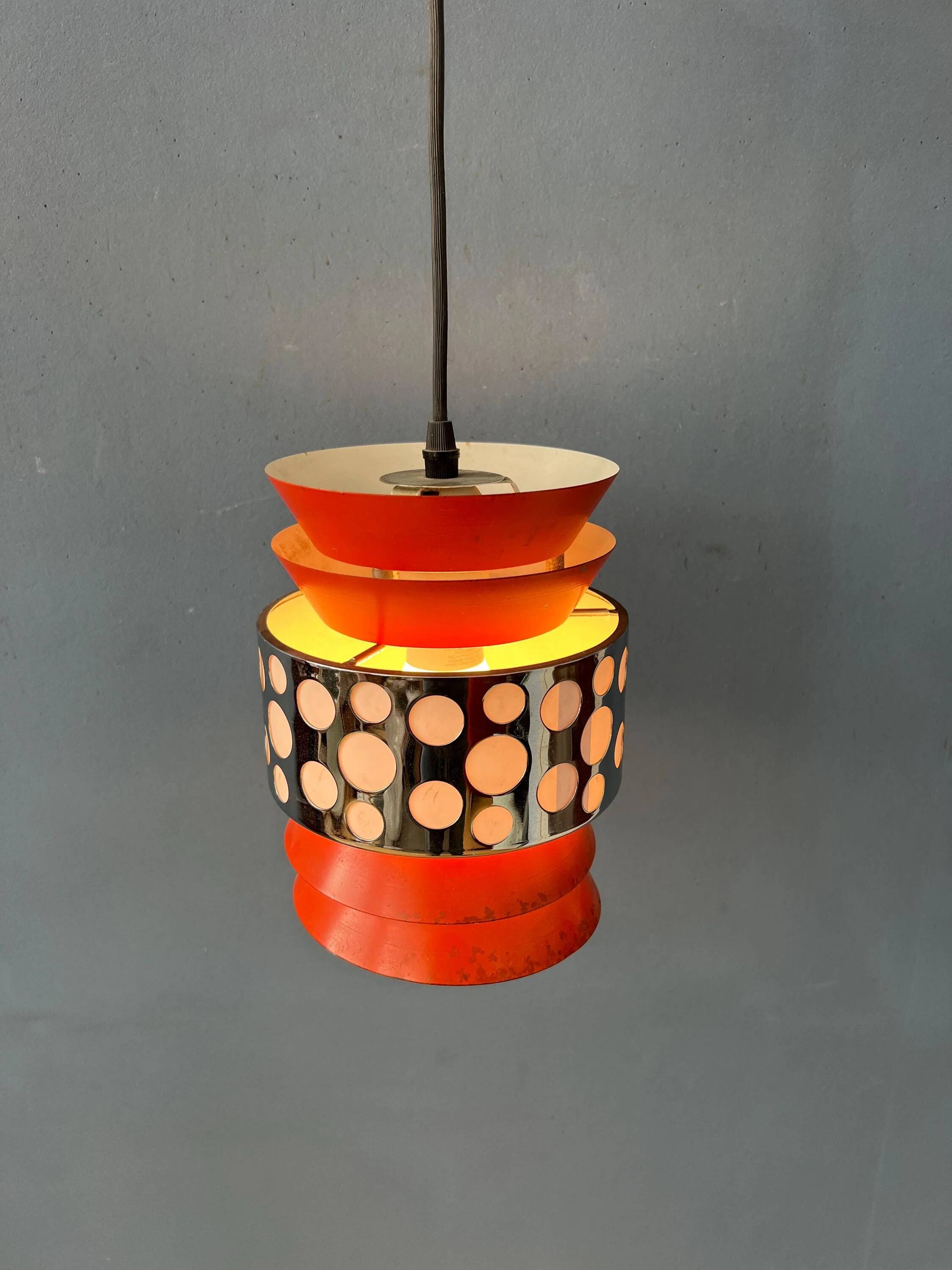 Vintage orange suspension lamp in the Massive Belgium style, Space Age.