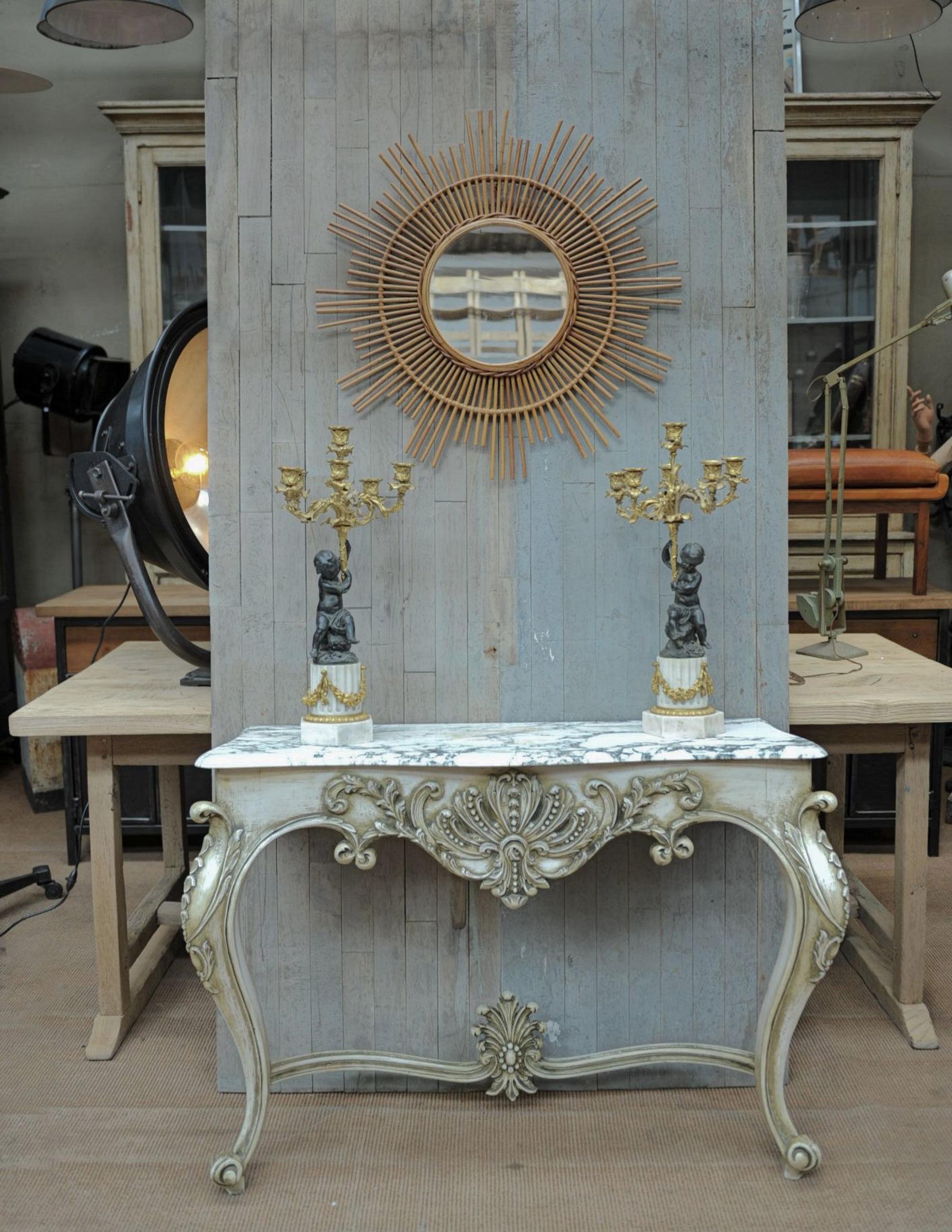 Console Style Louis XV Patine et marbre d'origine 1970.