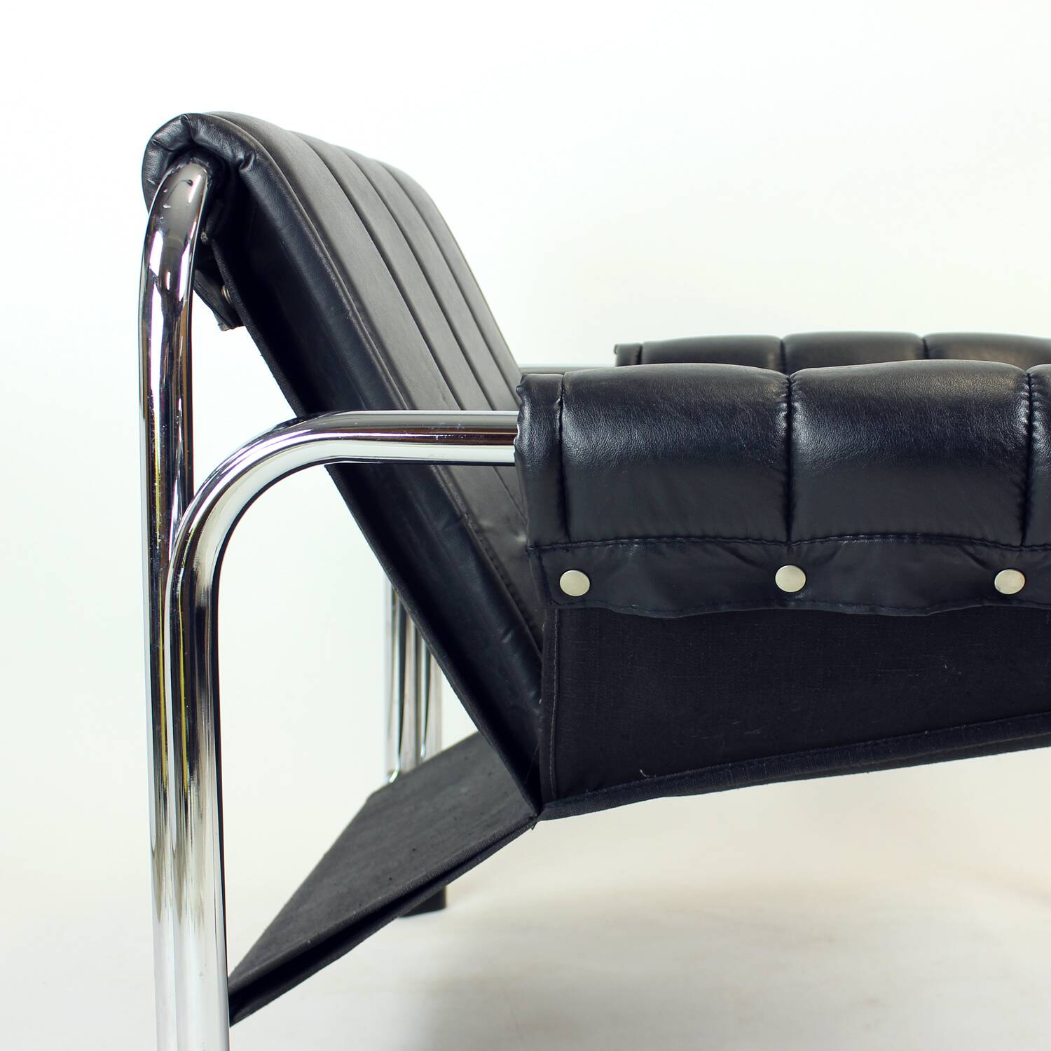 Lounge Chair By Viliam Chlebo In Chrome And Leatherette, Kodreta 1980s