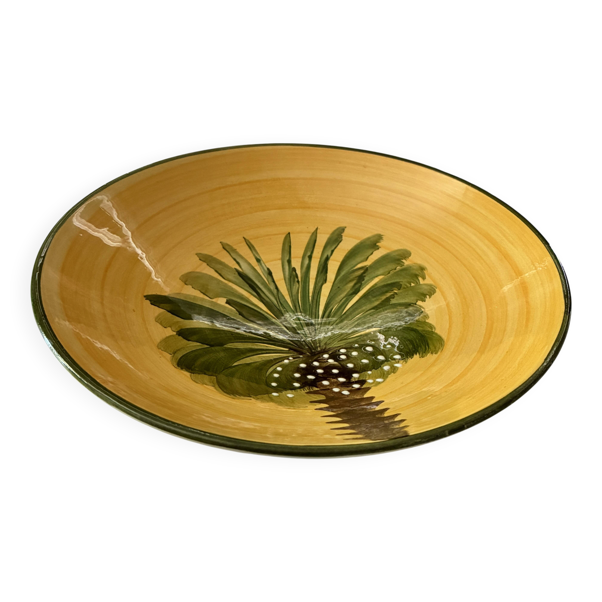 Plat rond palmier poterie Le Photophore