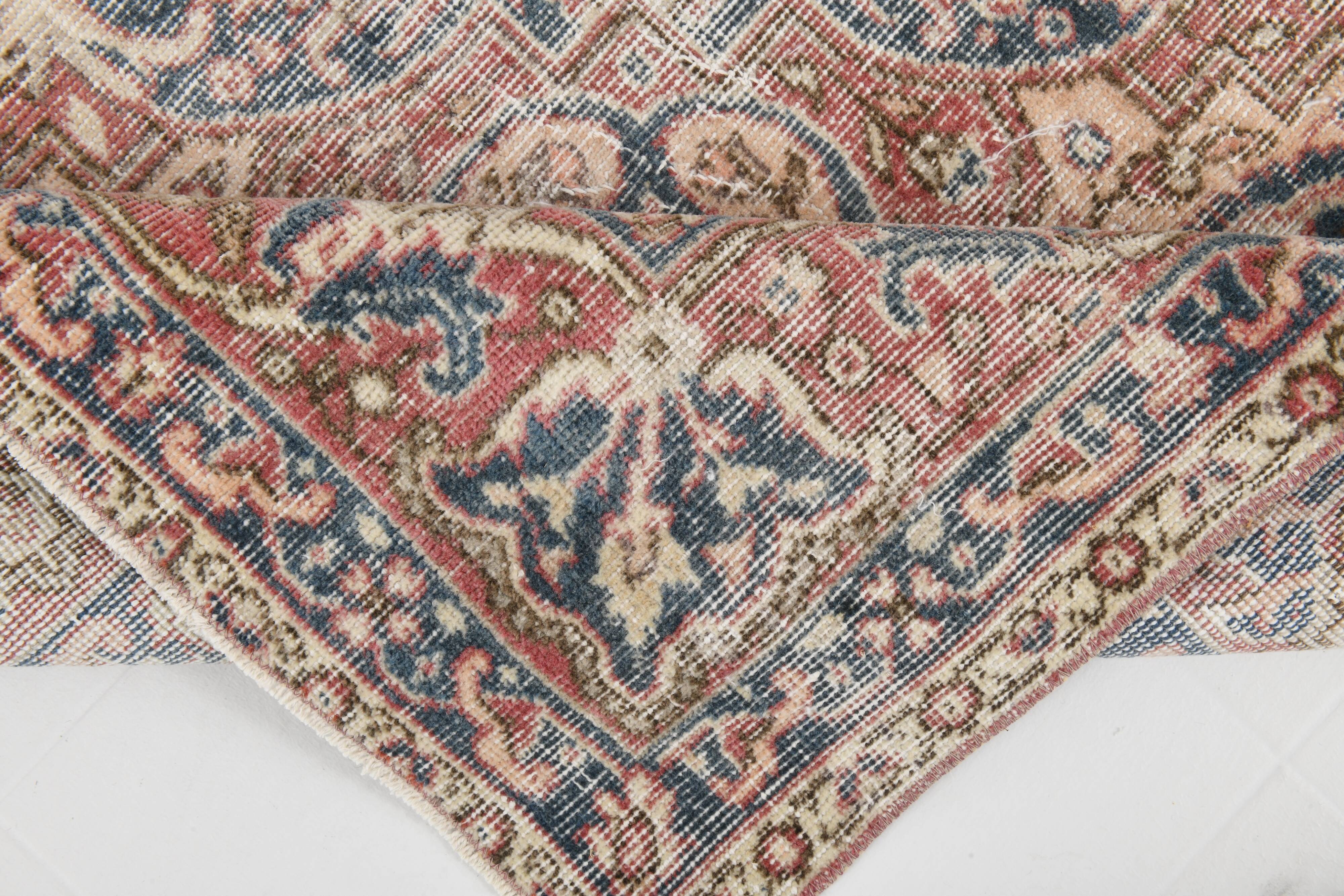 Faded Navy Blue Classic Vintage Persian Rug, 202x323 Cm