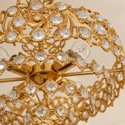 Brass and crystal chandelier plated with 24K gold PALWA, Germany, 1960s-70s.