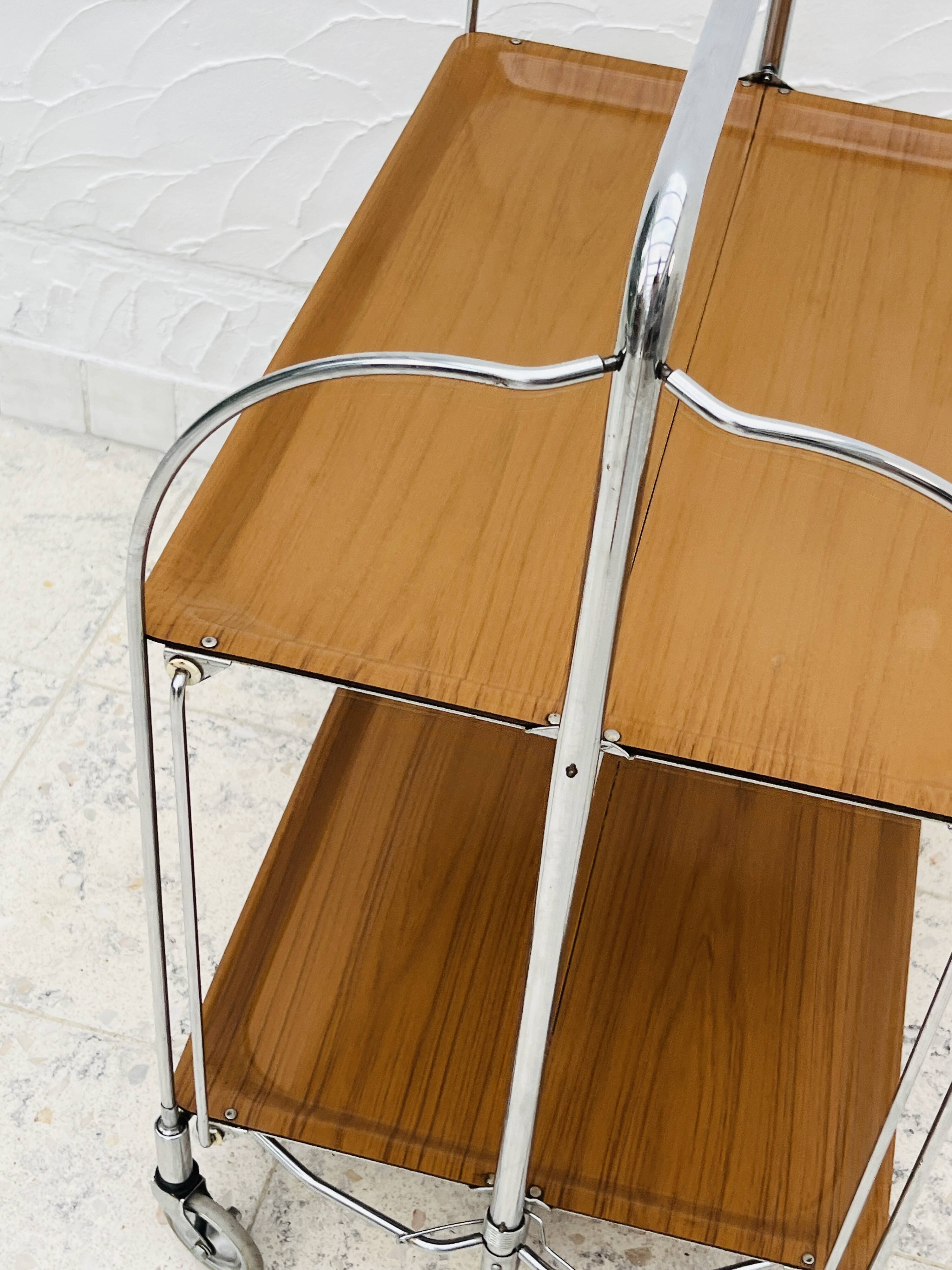 Folding table Bremshey Dinett in chrome and vintage wood