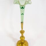 Art nouveau table vase in brass and opaline glass