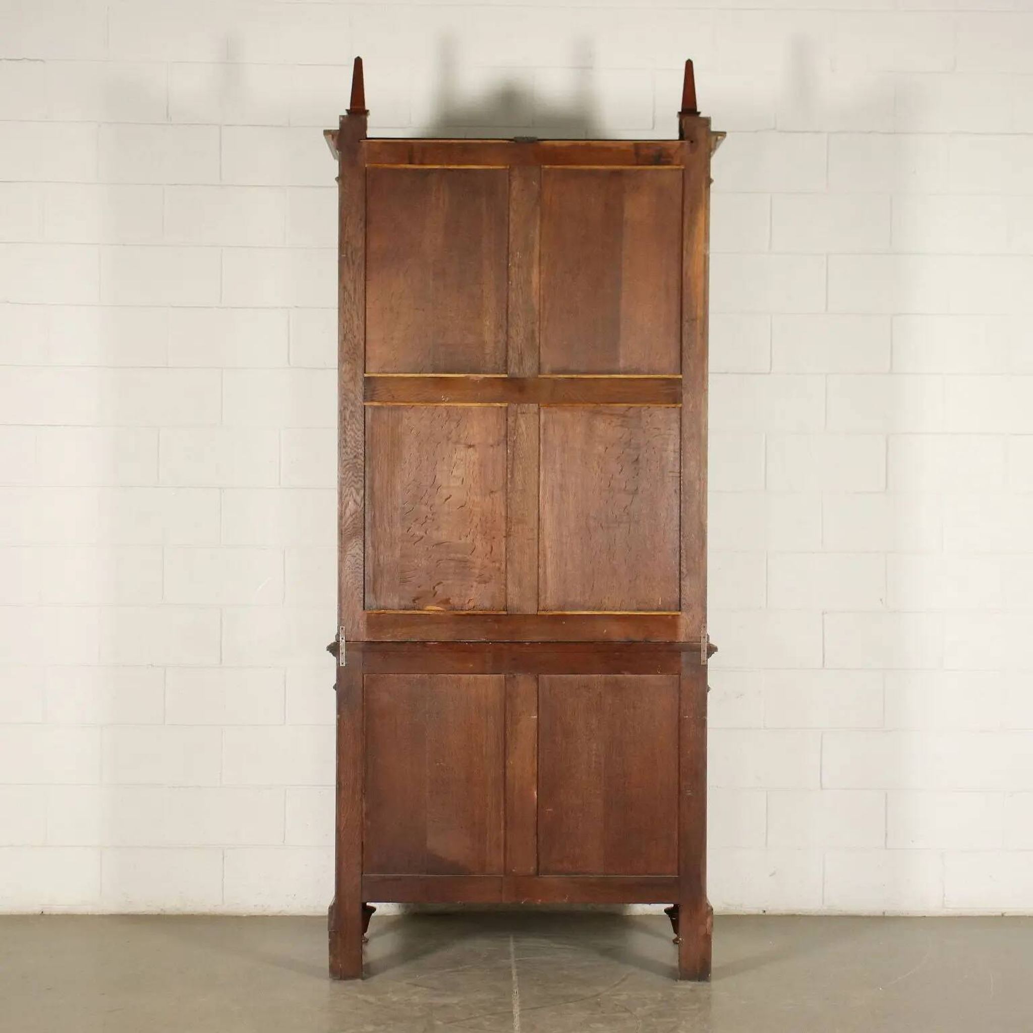 Empire library in mahogany veneer, sessile oak, France, early 19th century.