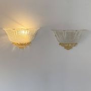 Pair of vintage pressed molded wall sconces, Murano glass, Italy, 1980