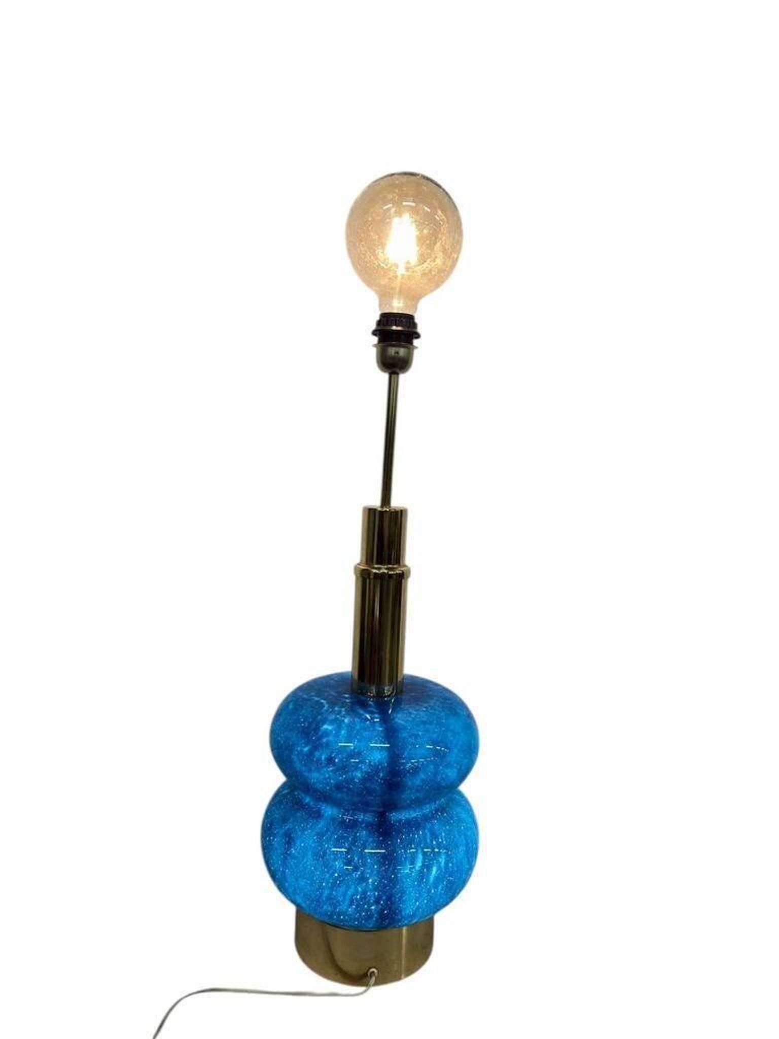 Lampadaire/lampe de table vintage bleue en verre