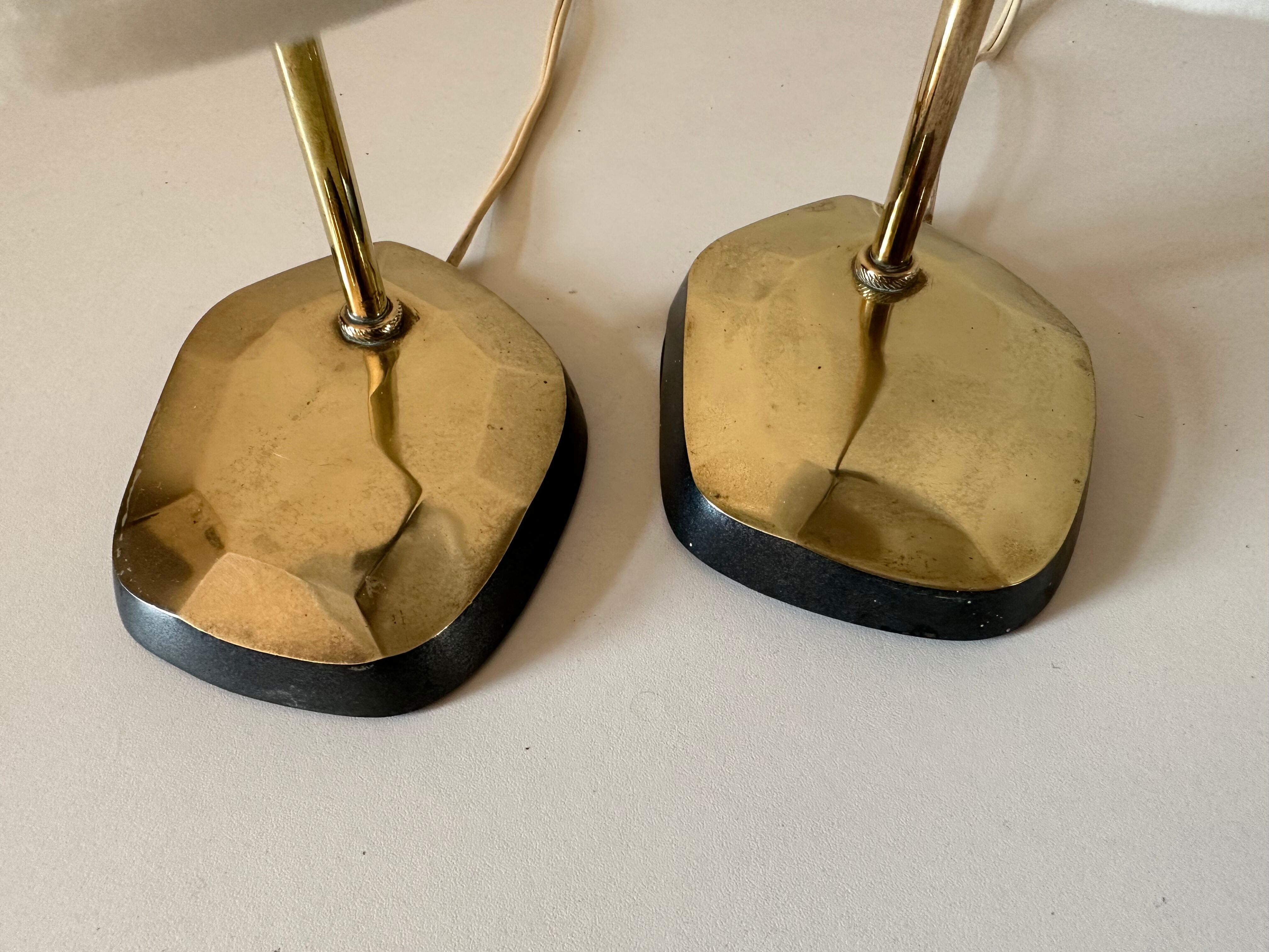 Pair of vintage brass lamps design 60 years