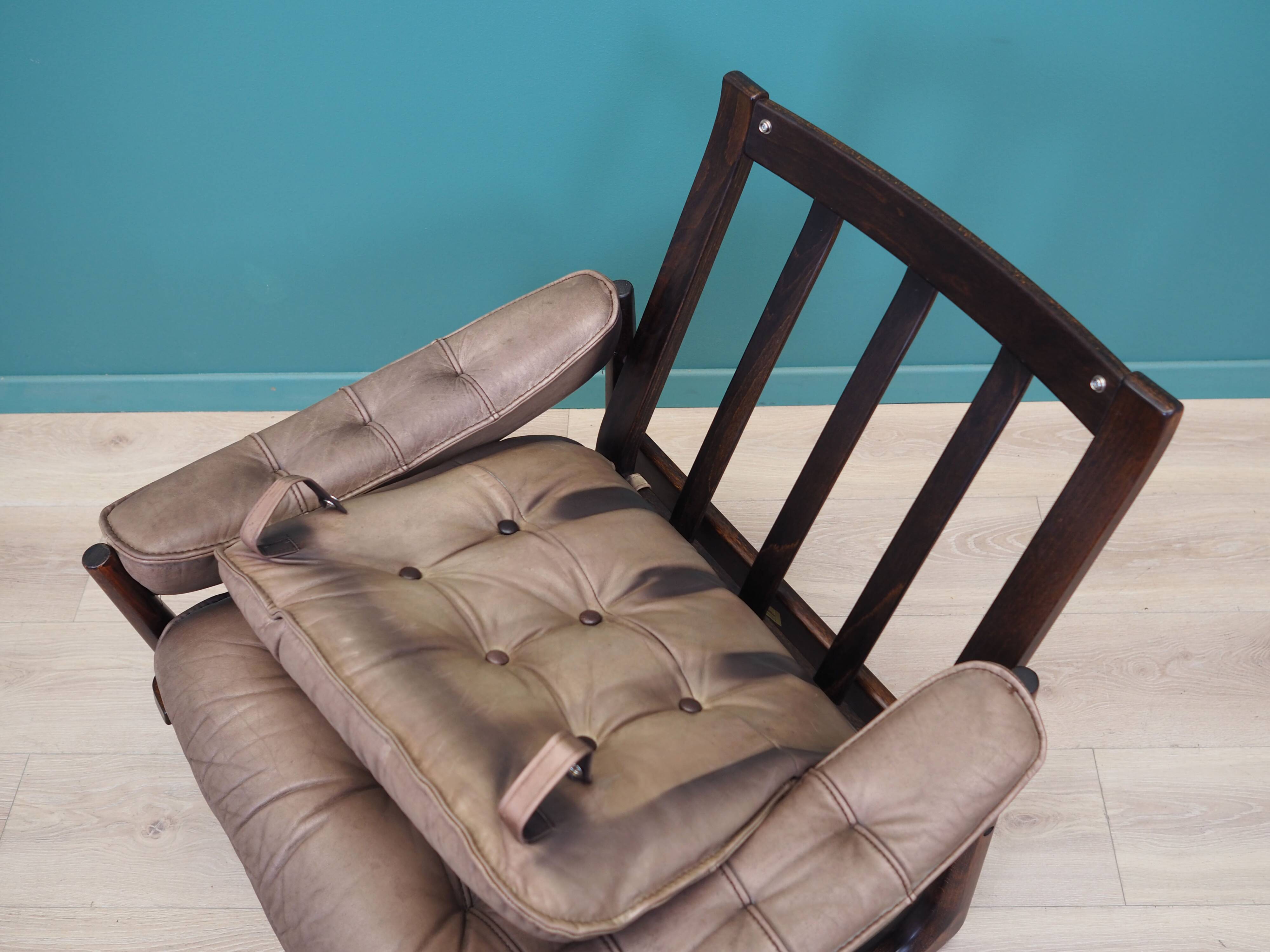 Leather armchair, Danish design, 1960s, manufactured by Genega Møbler