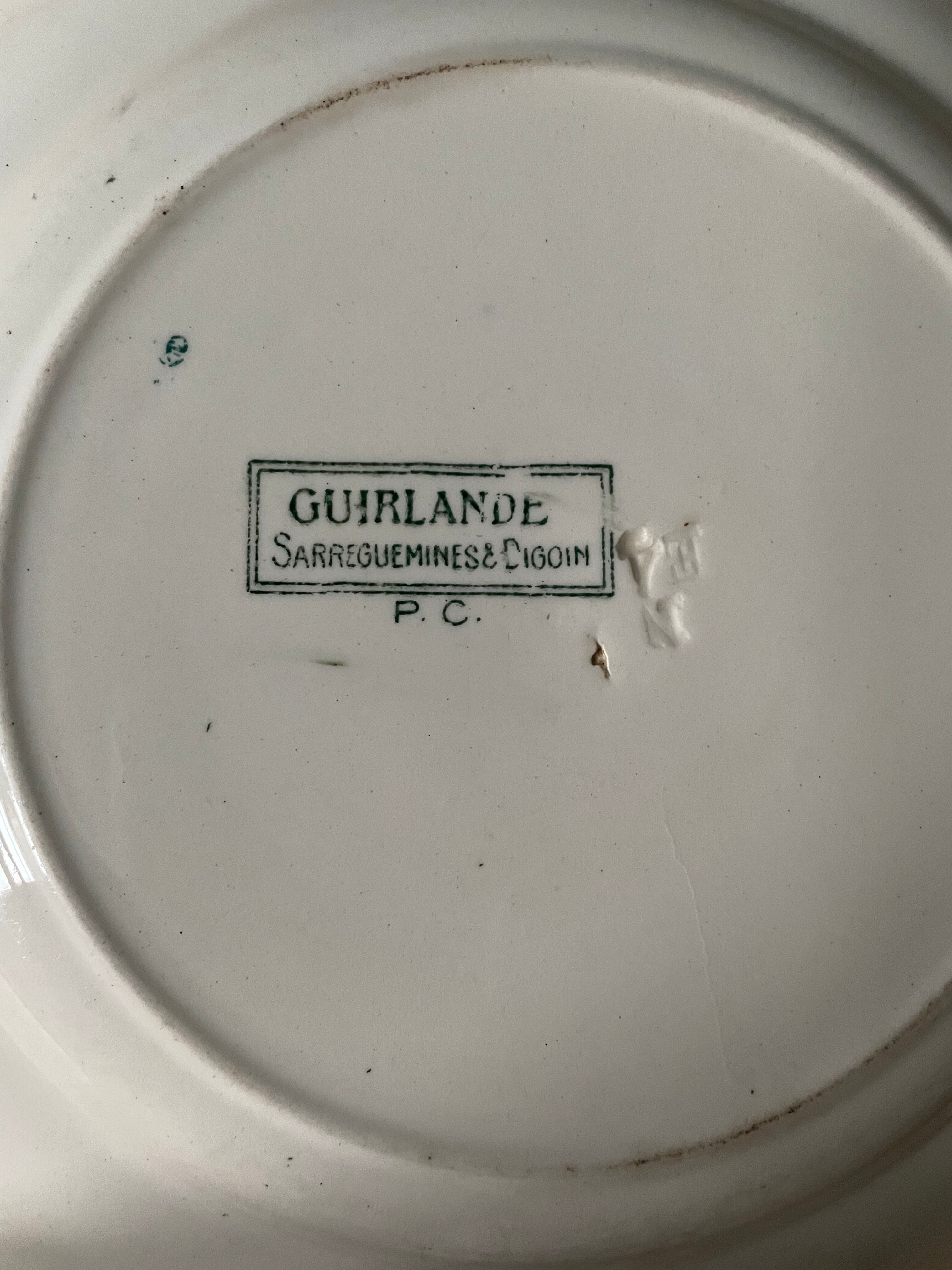 Set of 6 flat plates Terre de Fer, Digoin Sarreguemines, Garland model