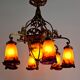 Gilded bronze and blown glass paste chandelier, Muller Frères, Art Deco
