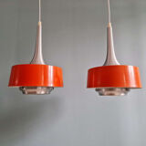 Pair of Scandinavian brushed aluminium pendants, Philips, 1960s