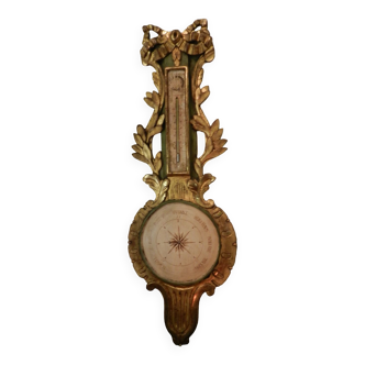 Louis XVI carved wood barometer