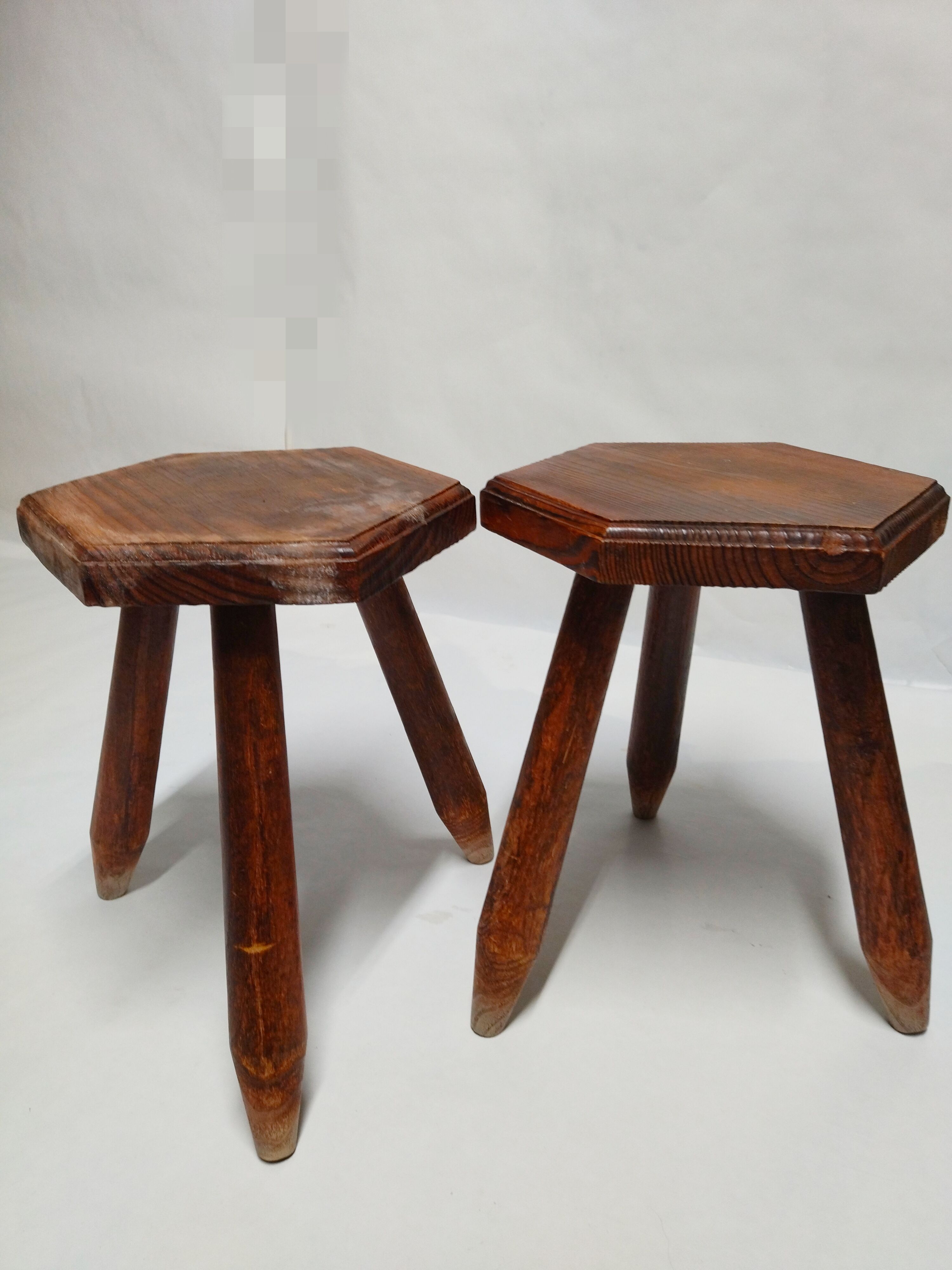 Pair tripods, wooden stools