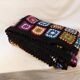 Plaid wool blanket crocheted vintage granny XXL - 195x195 cm