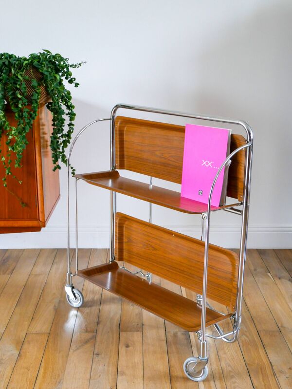 Desserte roulante en formica et chrome Design, 1970
