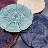 Lot 5 plates shape vintage flower