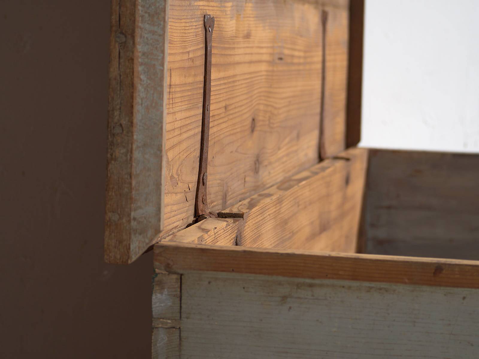 Antique grey trunk with floral details dated 1878 #26