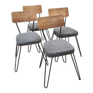 Set of 4 industrial chairs, Manufactori