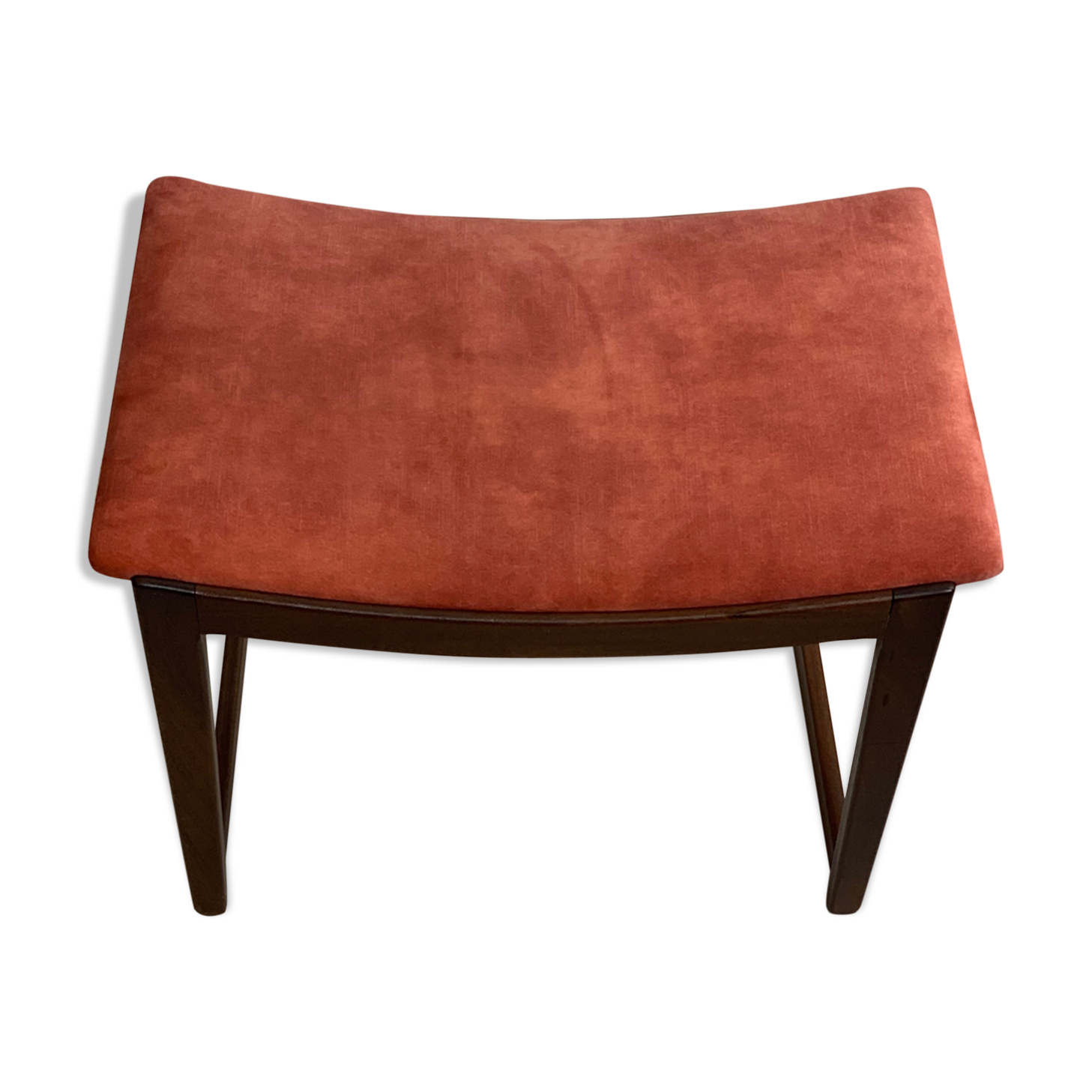 Danish Ottomane in Afromosiea and velvet upholstery, 1960s