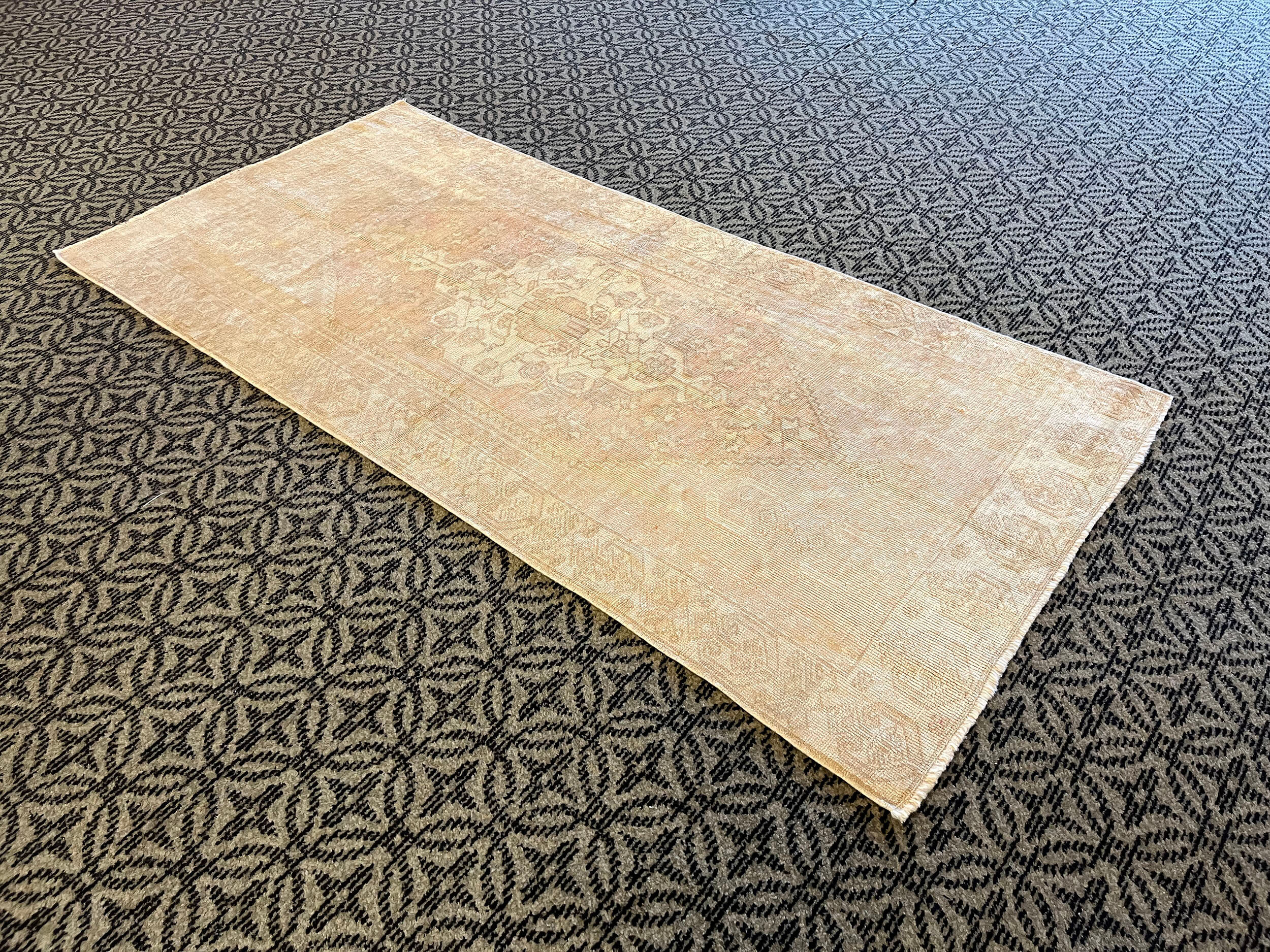 Handmade vintage pastel area rug