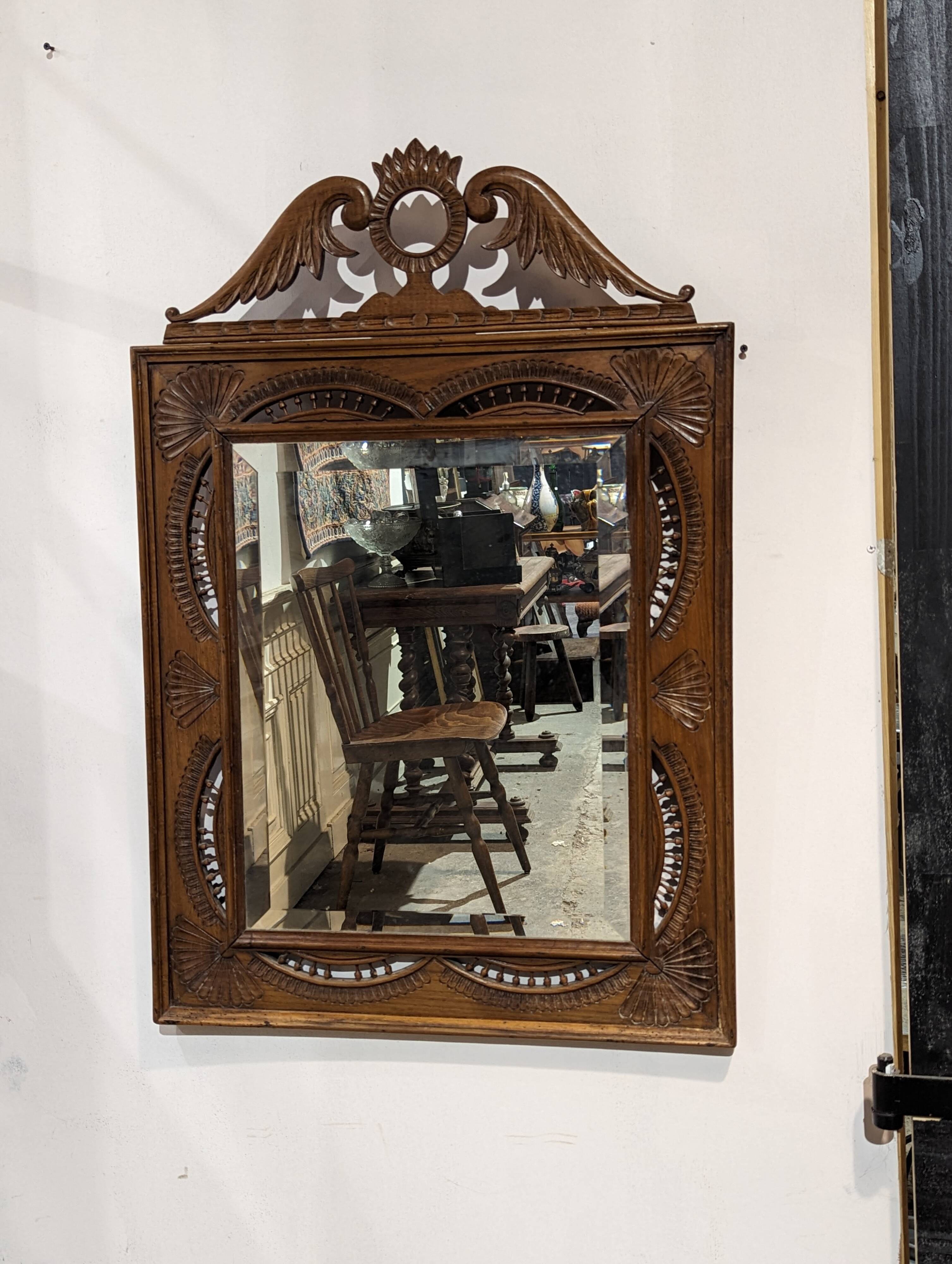 Breton openwork walnut mirror