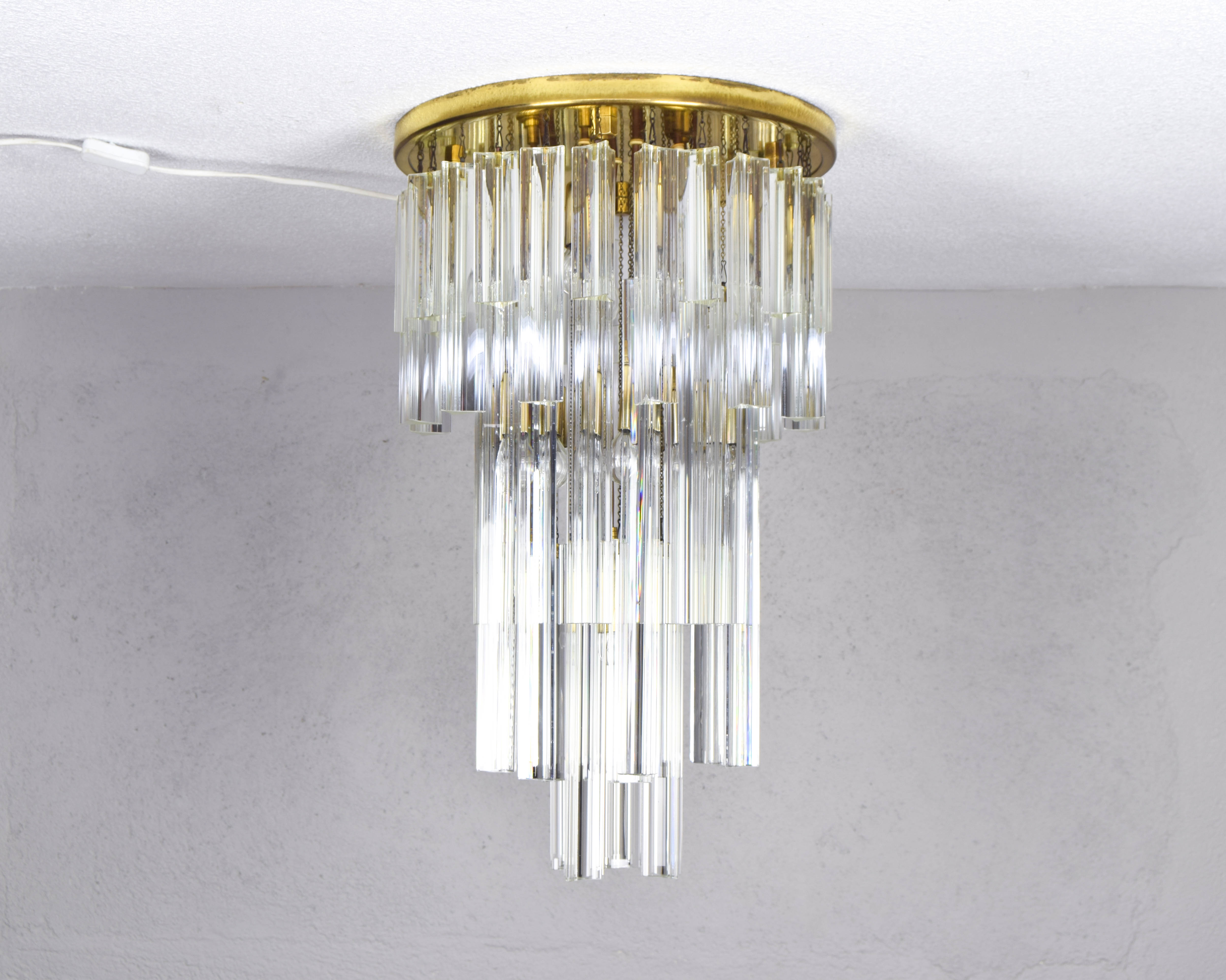 Venini Murano glass waterfall ceiling light Triedri