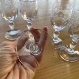 5 verres à pieds de porto gravés