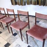 Set of 4 Velvet Dining Chairs in Walnut from Lübke, Germany 1960s