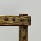 Brutalist mirror with a hammered copper and brass frame.