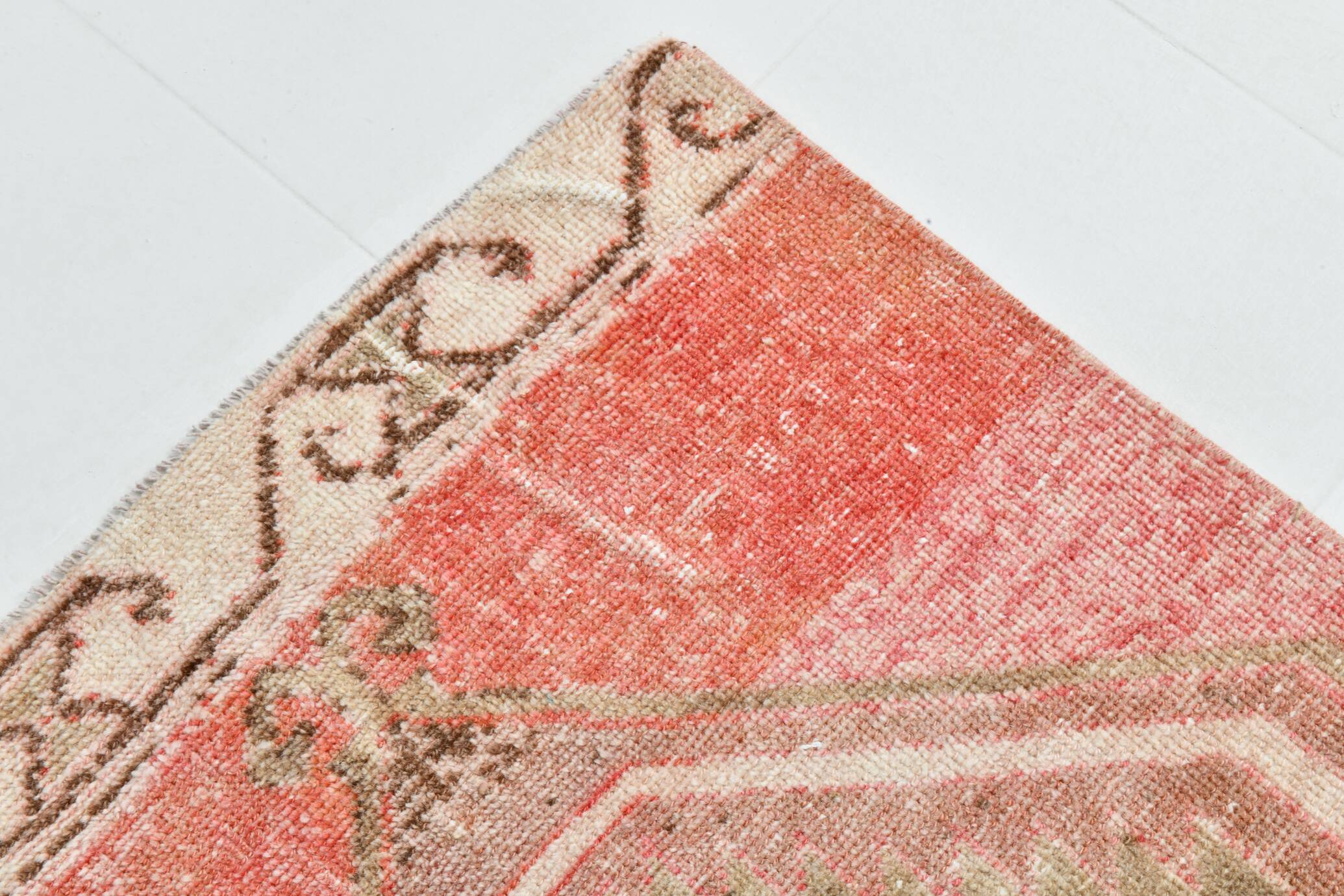 3x14 Runner Faded Pink Vinage Wool Runner Rug, 84x410