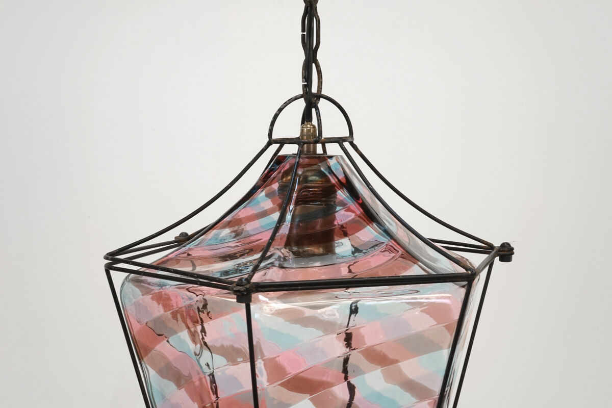 Murano Bianconi glass lantern suspension for Venini circa 1950