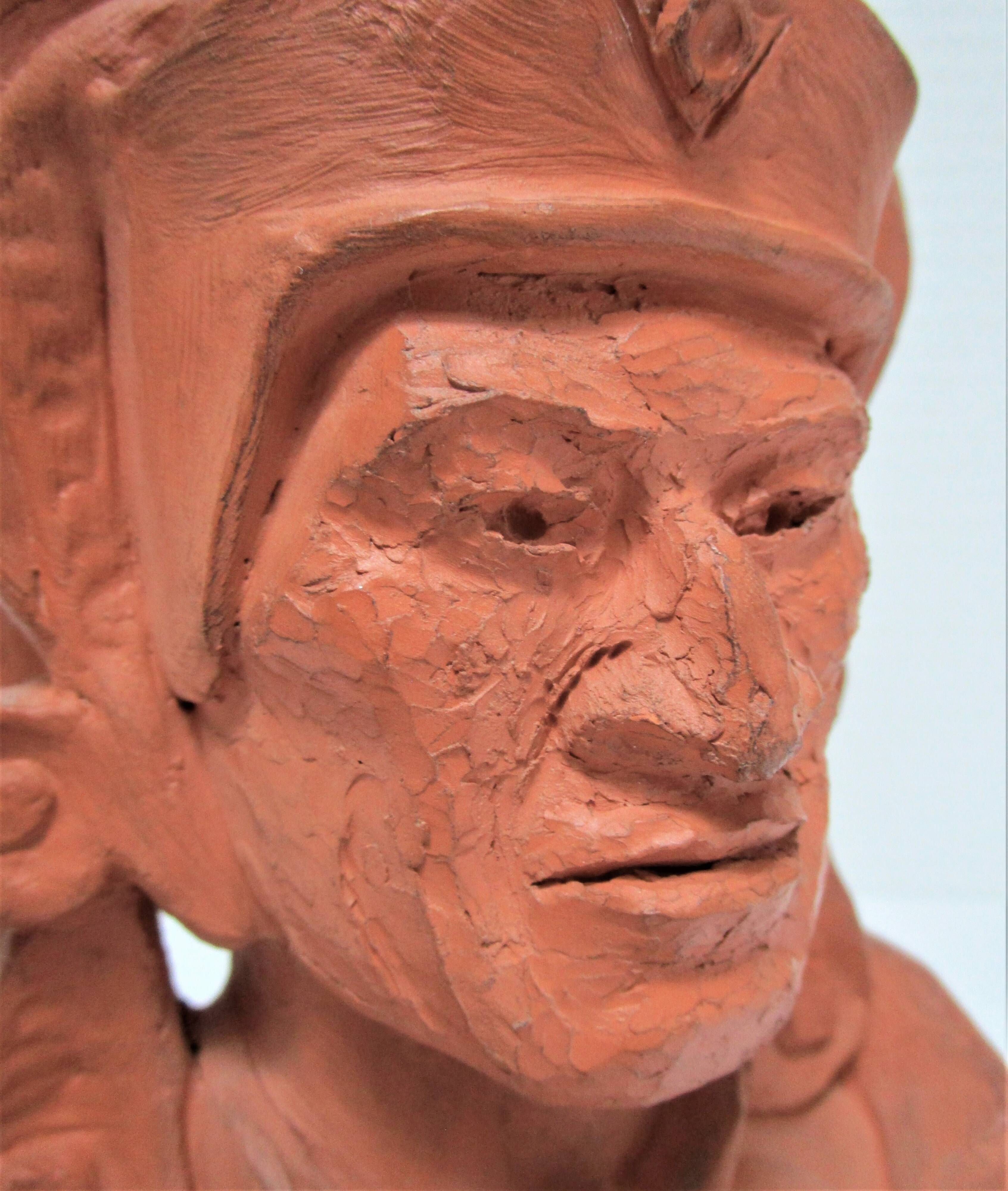 Sculptural Native American face candle holder signed Mario Frascaroli
