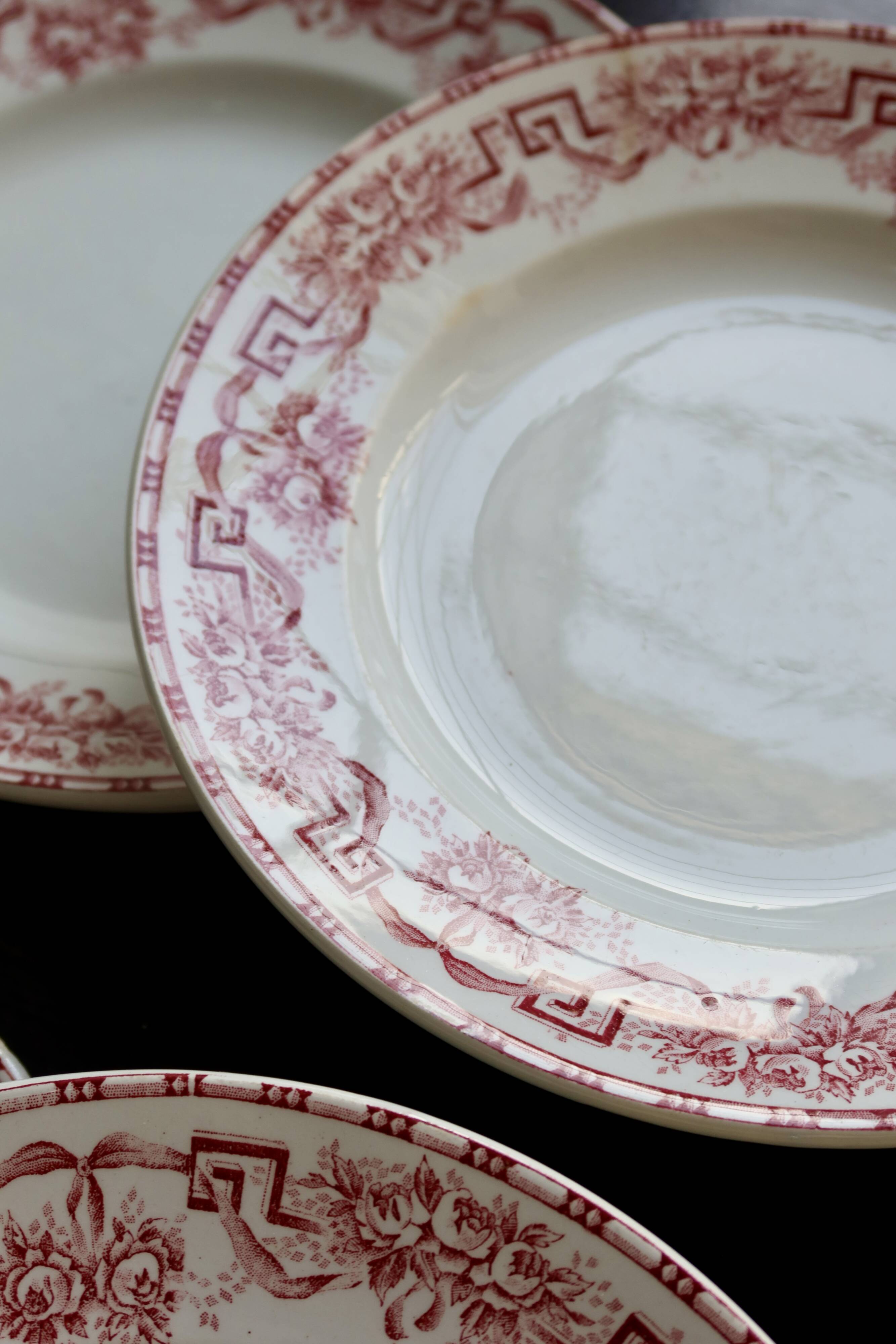 6 vintage ironstone dinner plates - Moulin des Loups - Athens pattern