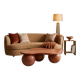Table Basse "Cava" en travertin rouge -Caldrare