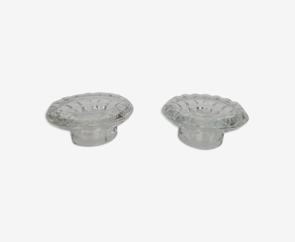 Duo de petits bougeoirs en cristal en forme de fleur