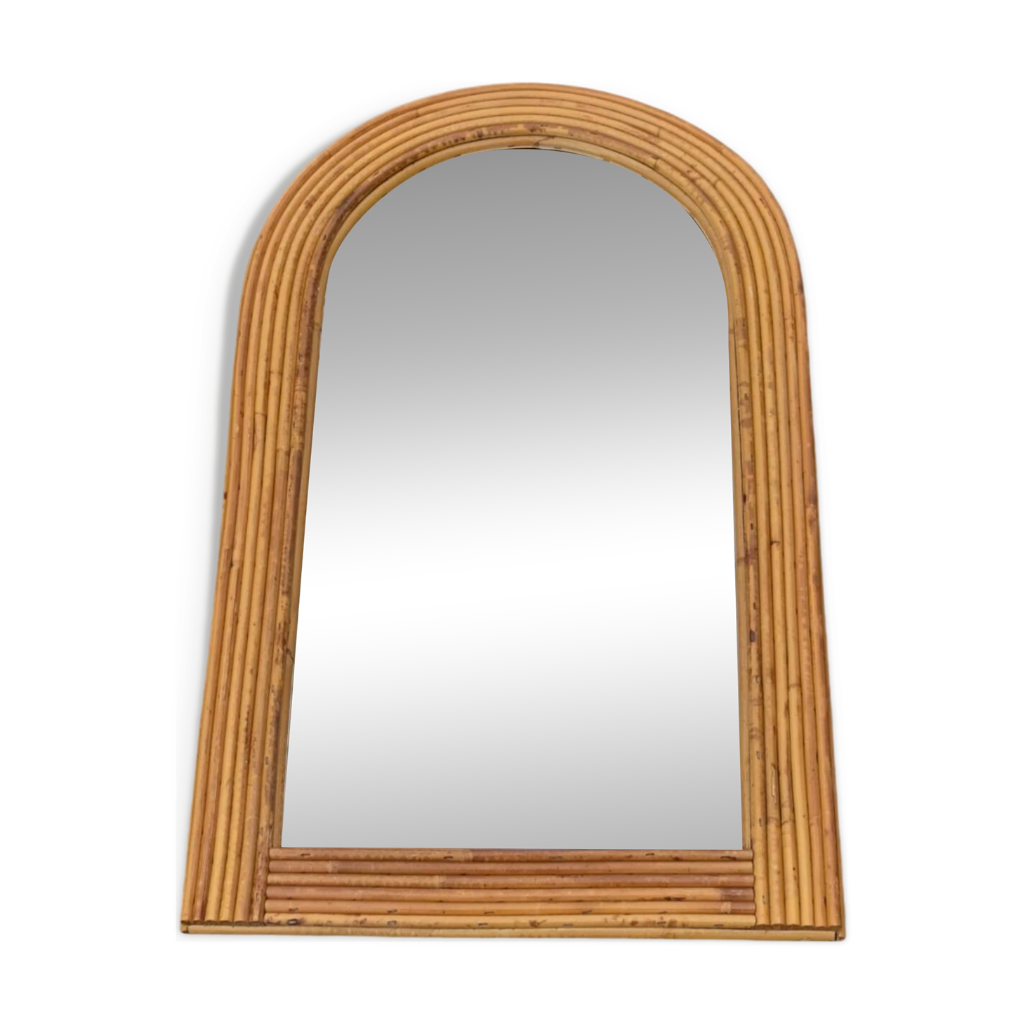 Vintage bamboo rattan mirror 1960 Italy
