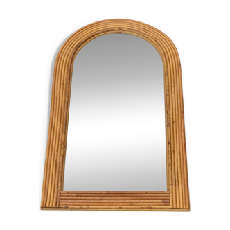 Vintage bamboo rattan mirror 1960 Italy