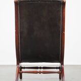 Green Vintage Leather English Chesterfield Armchair Combined with Wood