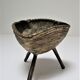Brutalist ashtray sculptural tripod brass design 60s