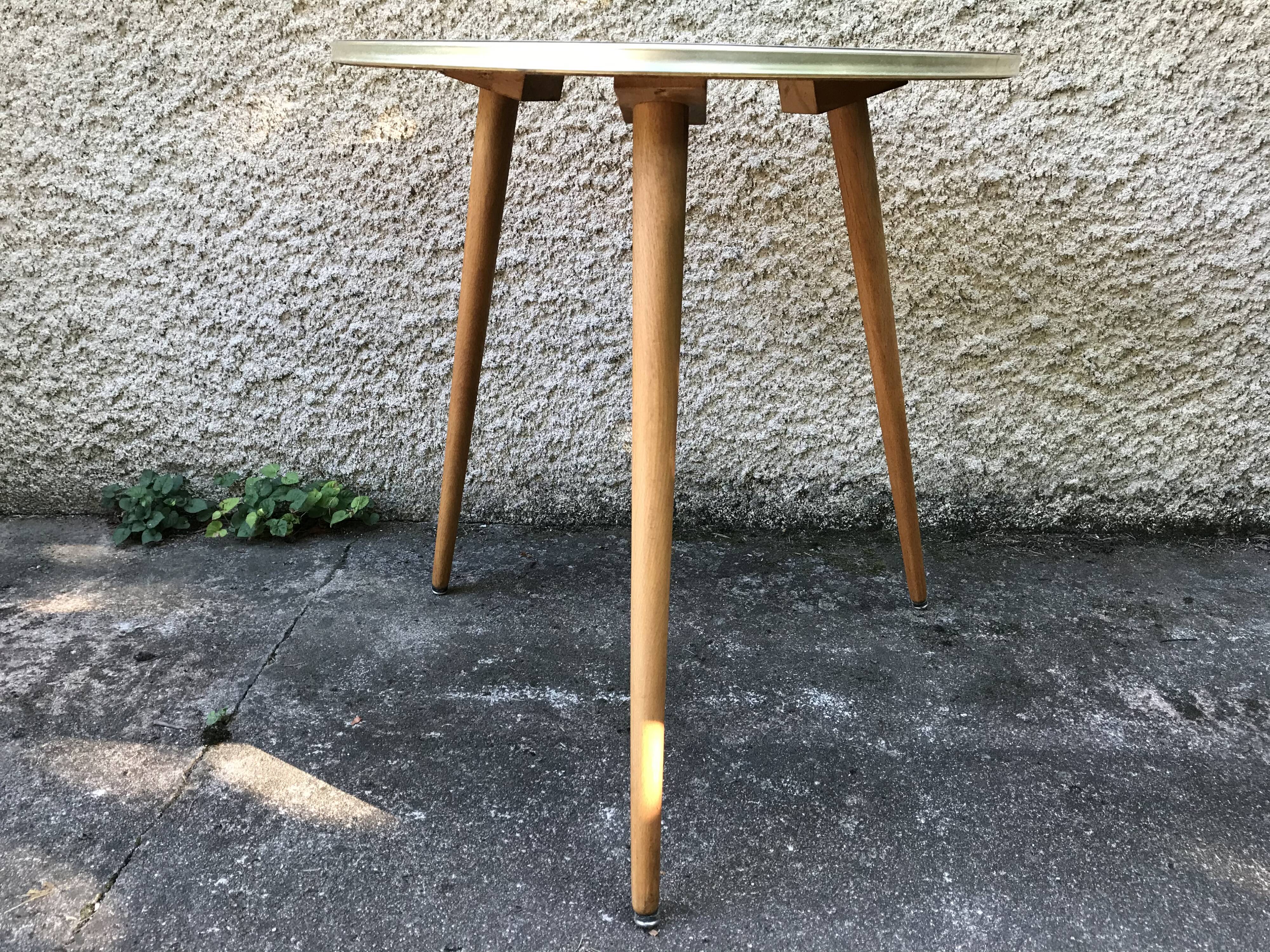 Vintage side table tripod feet compas