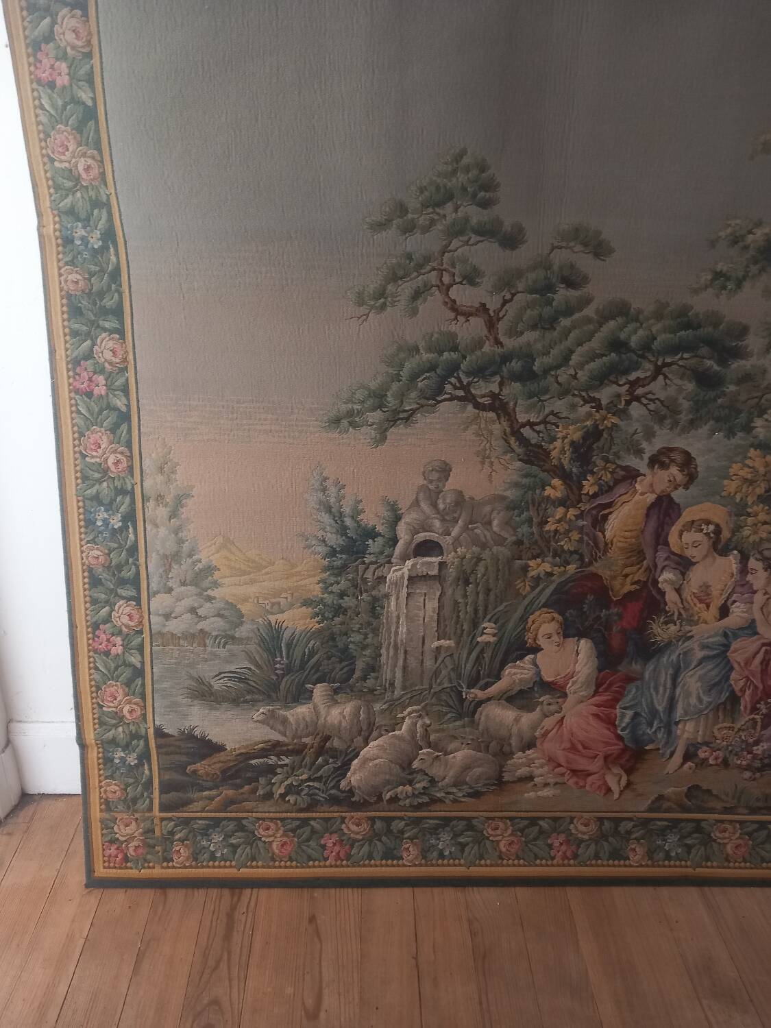 Genuine woven tapestry in the Aubusson style – pastoral French tapestry