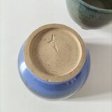 Duo de gobelets en grès émaillé bleu et vert